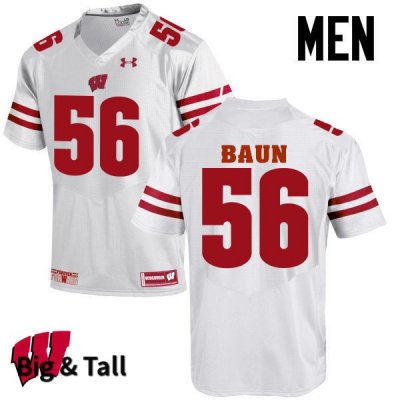 Men's Wisconsin Badgers NCAA #56 Zack Baun White Authentic Under Armour Big & Tall Stitched College Football Jersey GY31V62PH